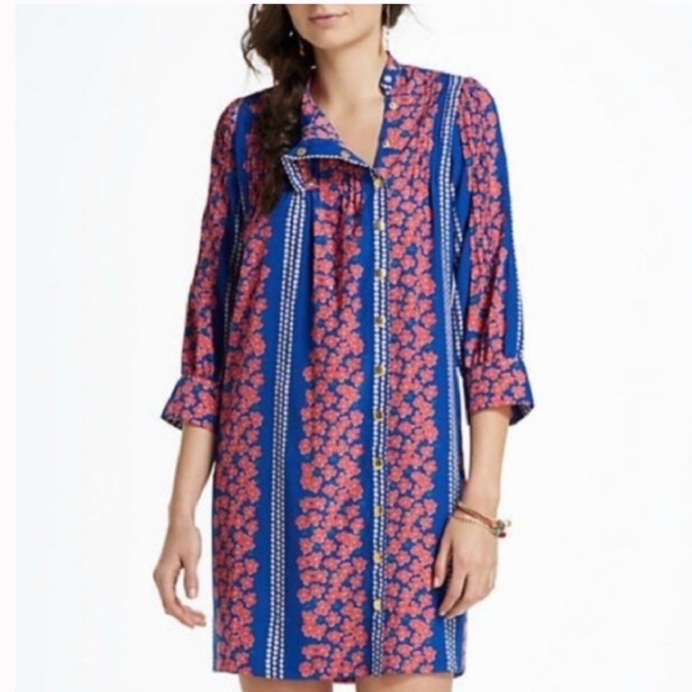 Anthropologie Madchen Shirt Dress Red/White/Blue - Size 4